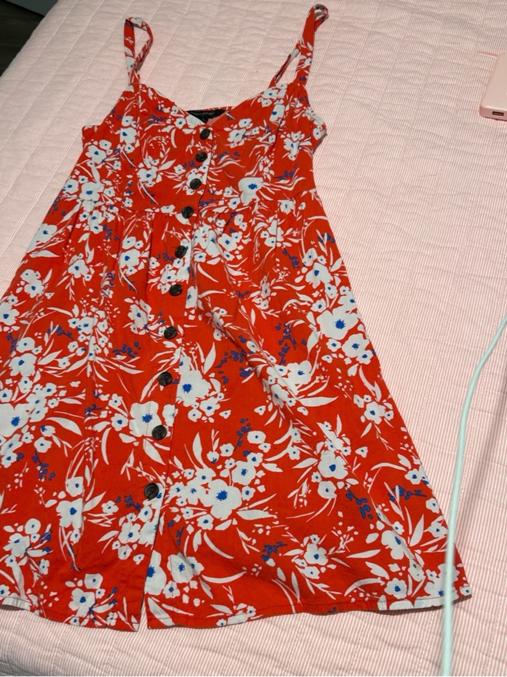 Banana Republic Red Floral Button-Front Mini Dress